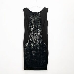 Maria Bonita Black Formal Sparkly Sequin Bodycon Cheetah Mini/Midi Dress size XL